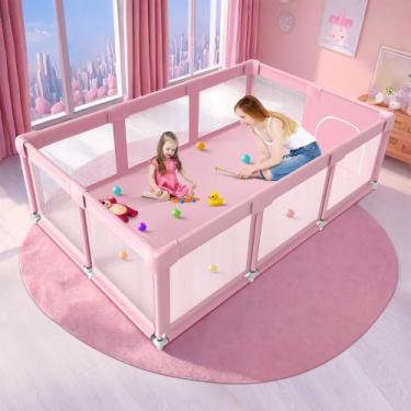 Imagem de Cercadinho para bebês Jaobeem Pink Large 74x50cm interno e externo