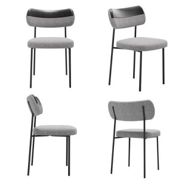 Imagem de Cadeiras de Jantar Base Ferro Nile kit 4 PU Caramelo/Linho A08 - D'Ros