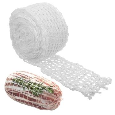 Imagem de Rede de carne de 4,5 m, tamanho 18, rede elástica de carne defumada, rede de presunto de aves, barbante de cozinha, barbante para cozinhar, assar, secar carnes, peru, presunto, salsicha (branca)