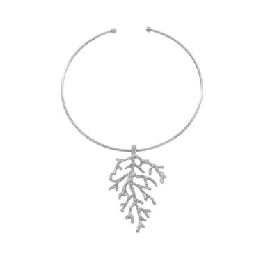 Imagem de Vanesseva Gargantilha minimalista moderna para mulheres – Colar exclusivo com pingente de metal coral, joia costeira tribal africana, Zinco, Turquesa sintética