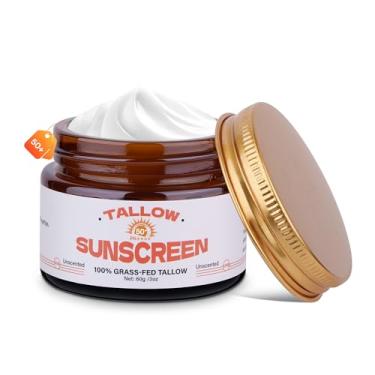 Imagem de VRAIKO Protetor solar de sebo FPS 30, 100% extrato de sebo e mel alimentado com capim | Não oleoso, proteção UVA/UVB | Bálsamo limpo para rosto e corpo, 59 ml