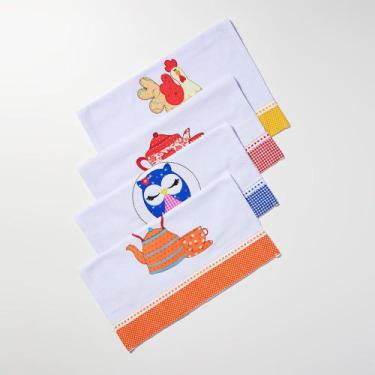 Imagem de Kit 5 Panos De Prato Pe De Galinha Aplicação Patchwork - Pano a pano