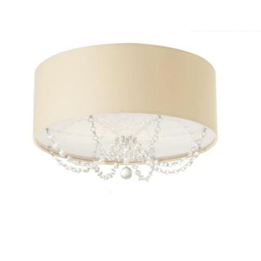 Imagem de Plafon Princesa 50x15 Em Tecido E Cristal - Quarto, Sala Cru - Tom Luz
