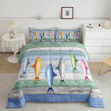 Imagem de Erosebridal Conjunto de cama casal moderno de desenho animado multicolorido para crianças, meninas, meninos, crianças, 3 peças, edredom, fronha