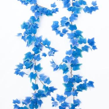 Imagem de mizii 2 fios de videiras artificiais guirlanda de hera azul 188 cm videira falsa com folhas de seda plantas artificiais decoração vegetal para decoração ao ar livre festa de casamento interior quarto