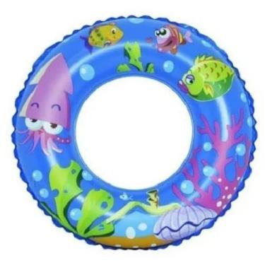 Imagem de Boia Inflável Redonda Fundo Do Mar Piscina Criança 60cm Azul - Wellmix