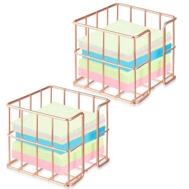 Imagem de Porta-notas Harloon Rose Gold Metal para nota adesiva de 3 x 3 polegad