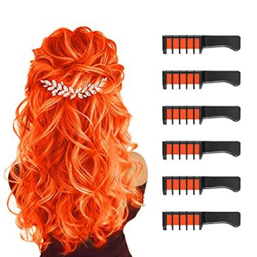 Imagem de MSDADA Giz de cabelo laranja para meninas - pente de giz de cabelo novo lavável temporário tintura de cabelo para crianças - brinquedos para 6, 7, 8, 9, 10 anos, presentes de aniversário para meninas