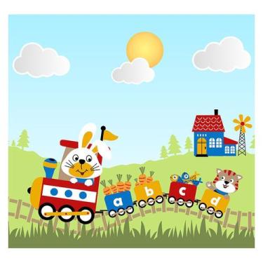 Imagem de Papel de Parede Adesivo Infantil Trenzinho Quarto Bebe - 693pcp - Allo