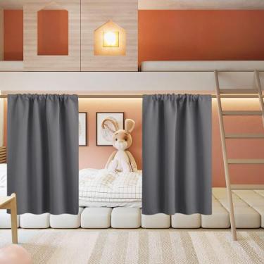 Imagem de Cortinas RYB HOME Blackout Grey 86x91cm para sala de estar, 2 peças