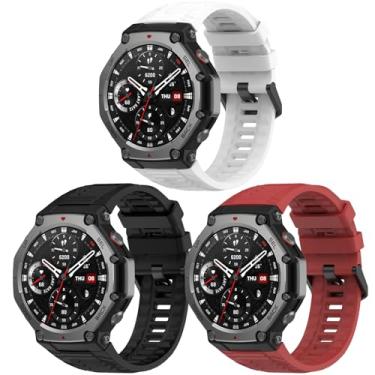 Imagem de XINGMALY Pulseira de substituição compatível com Amazfit T-Rex 3, pulseira de substituição esportiva de silicone macio flexível resistente ao suor para relógio inteligente Amazfit T-Rex 3 (branco
