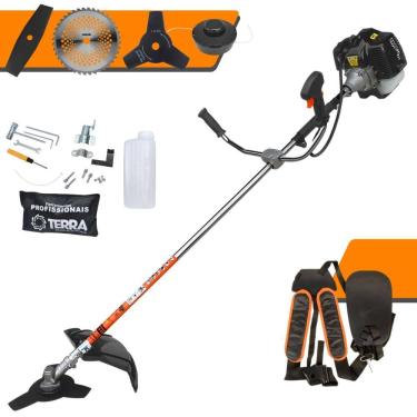 Imagem de Aparador de Grama Completo Terra GRH430 À Gasolina 2 Tempos 43cc 6.500rpm 1,7HP de Potência Roçadeira Com Kit 3 Lâminas de Corte e Cabeçote de Nylon