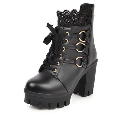 Imagem de Botas de plataforma MEOTINA Goth Chunky de salto alto para mulheres ne