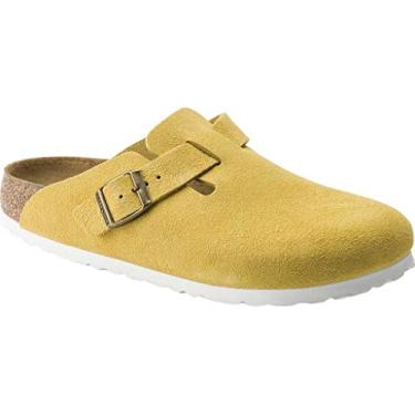 Imagem de Tamanco feminino Boston da Birkenstock, Ochre Suede Shearling, 7-7.5 Narrow