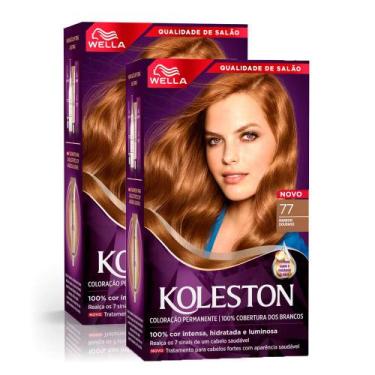 Imagem de Kit 2 Tinta de Cabelo Koleston Marrom Dourado 77