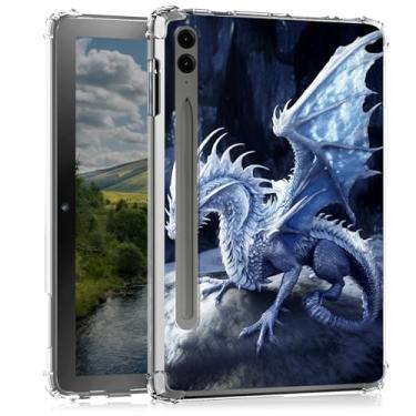 Imagem de BEOTIWAD Capa transparente dragão azul para Samsung Galaxy Tab S9 FE Plus 12,4 polegadas 2023 (SM-X610/SM-X616), capa traseira de TPU transparente fina à prova de choque para Samsung Tab S9 FE Plus