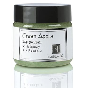 Imagem de Esfoliante labial de maçã verde, 28 g da Nabila K - Esfoliante e hidratante labial hidratante com mel e vitamina E para lábios secos e rachados - Sem crueldade, açúcar verdadeiro, feito nos EUA