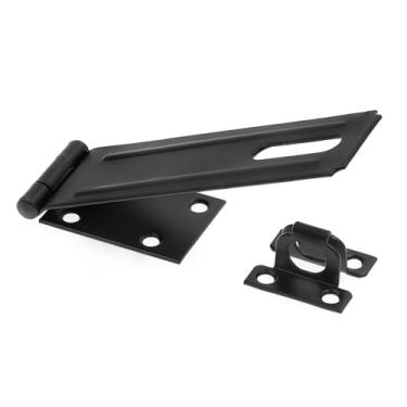 Imagem de Prime-Line U 117218 Trava de dobradiça de segurança para porta e portão com grampo fixo de 15 cm com parafusos preto fosco (pacote único)