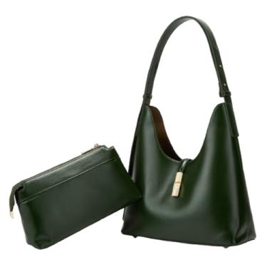 Imagem de Bolsa Hobo feminina moderna bolsa de ombro despojada outono inverno retrô clutch bolsa axila com bolsa de moedas 2025, Verde escuro, One Size