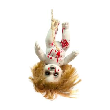 Imagem de TTETTZ Boneca Assombrada Bonecas Assustadoras Penduradas Susto Terror Decoração Brinquedo Halloween Boneca Assustadora para Decoração de Halloween Adereço, Menina Pequena