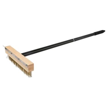 Imagem de Fenteer Escova longa para forno de pizza, escova para pedra de pizza, limpador de grelha resistente, escovas para churrasco, cabo de liga de alumínio para, L