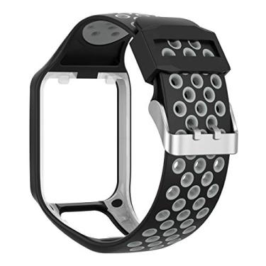 Imagem de Pulseira de Silicone estilo nike preta com cinza Para Relógio TomTom Runner 2/3 / Spark/Adventure…