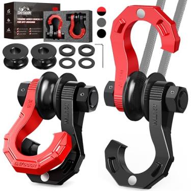 Imagem de DAYDOOR Manilhas de anel D com bloco de arrebatar, manilha de guincho de reboque de força de ruptura de 20,4 kg, grilhões resistentes de 9,5 mm com pino de parafuso de 7/20.3 cm para recuperação de