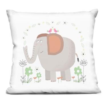 Imagem de Stupell Industries Travesseiro floral com ilustração de elefante bebê, estampa interna, 45 x 18 x 45, cinza