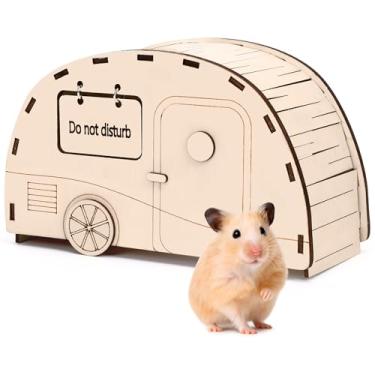 Imagem de CypherX Brinquedos esconderijos de hamster de madeira para animais pequenos, acessórios para hammie e outros animais de estimação pequenos