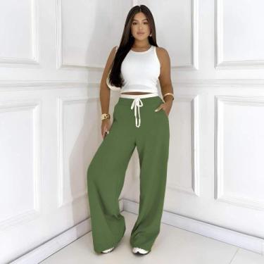 Imagem de Calça Pantalona Hariany Elegância Bicolor com Cós Duplo - WE SHINE, Ve