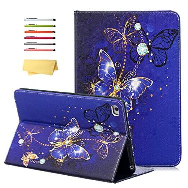 Imagem de Capa UUcover para iPad Mini 1/2/3/4, Capa protetora de couro PU com desenho fofo e ajuste slim com capa de suporte inteligente para Apple iPad Mini 4/Mini3/Min 2/Mini 1, 03 Purple Butterfly