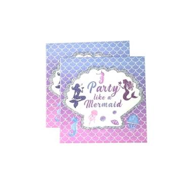 Imagem de Guardanapos de papel de festa de sereia, guardanapos de sobremesa descartáveis para meninas, aniversário, chá de bebê, casamento, Havaí, oceano, sob o mar, conjunto de utensílios de jantar de papel