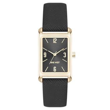 Imagem de Nine West Relógio feminino Saffiano com pulseira, Preto