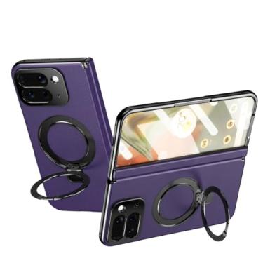 Imagem de LTLMYDAM Capa magnética para Google Pixel 10 Pro Fold, protetor de tela, dobradiça, tudo incluído, capa de couro com anel giratório à prova de choque, roxo, 10 Pro Fold