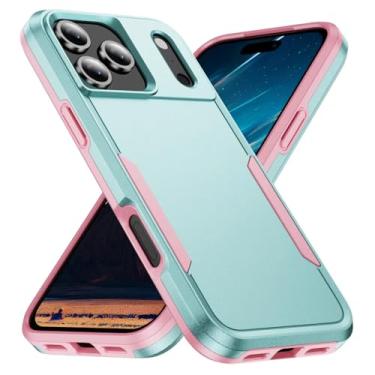 Imagem de Capa protetora completa de nível militar para iPhone 16, 15, 14, 13, 12, 11 Pro Max Plus 16e (para iPhone 14 Pro/verde rosa)