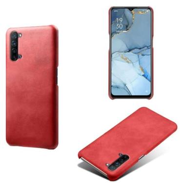 Imagem de Capa para OPPO Find X2 Lite,Proteção contra quedas,Casca de volta de cor sólida simples,Design de couro de imitação de plástico-Red