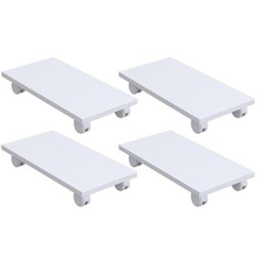 Imagem de Kit 04 Suportes Para Cpu Com Rodízios Cyber L03 Branco - LYAM DECOR