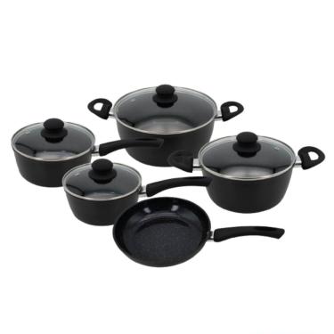 Imagem de Jogo De Panelas Indução Revest Cerâmico 5 Peças Preto Incanto