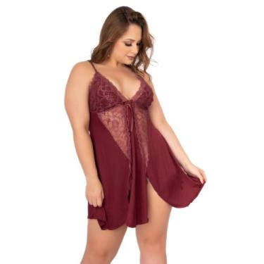 Imagem de Camisola Plus Size Renda Bella Fiore Abertura Soltinha Lingerie Roupa 