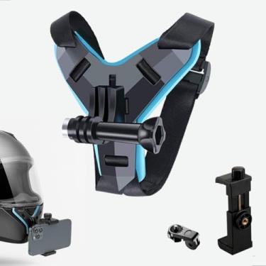 Imagem de TechTrends Suporte Queixo Para Capacete Moto Câmera Ação Celular Ideal Para Filmar Trilhas Ciclismo Motocross Vídeos Realistas Com Estabilidade