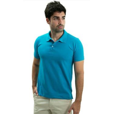 Imagem de Camiseta Masculina Gola Polo Ixória Azul Celeste Piquet Básico-Masculino