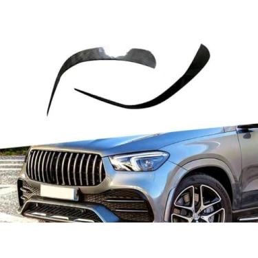 Imagem de Faca de vento de carro de fibra de carbono real para para-choque divisor de saída de ar compatível com GLE Class W167 GLE350 2020+ divisor de para-choque acabamento de saída de ar (fibra de carbono