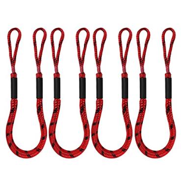 Imagem de Corda de ancoragem Bungee para barco para PWC Jet Ski Pacote com 4 (vermelho/preto)