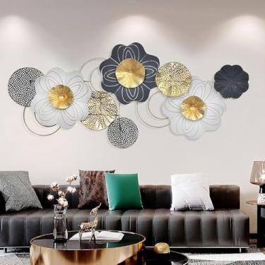 Imagem de YTHLZVBP Decoração de parede de metal 3D, arte de parede de metal de luxo, arte moderna de parede de metal, esculturas de parede 3D feitas à mão, decoração de parede para sala de estar, sala de jantar
