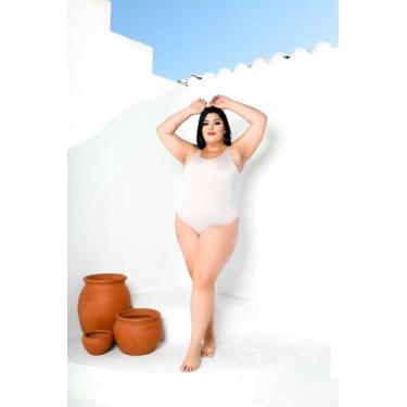 Imagem de Body Plus Size Básico Regata Fluity com Fecho - luh may, Branco, G2