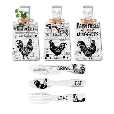 Imagem de PH PandaHall Placa de cozinha para decoração de parede, comer, beber, amor, madeira, placa, garfo e colher, placa para pendurar na parede, para casa, jantar, sala de estar, bar, café