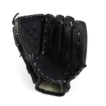 Imagem de Luva de beisebol luva de beisebol ao ar livre equipamento de prática de softball tamanho 10,5/11,5/12,5 mão esquerda para treino de adultos luvas e mitenes de beisebol (cor: Black, tamanho: