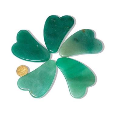 Imagem de Massageador Gua Sha de Quartzo Verde Natural - 50g - 70mm - Ferramenta