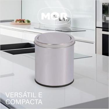 Imagem de Lixeira Aço Inox Com Tampa Basculante 5 Litros MOR, 3 Litros