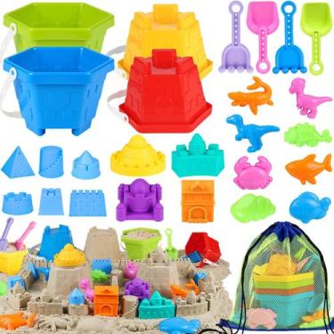 Imagem de Brinquedos de areia de praia HUUIDY Sandbox para crianças com baldes e